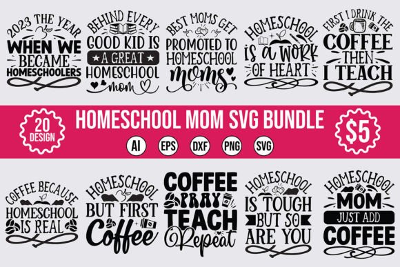 Homeschool Mom SVG Bundle: Graphics and Crafts for Local Brands