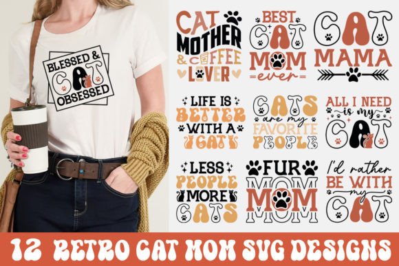 Retro Cat Mom SVG Bundle: Graphics and Crafts for Makers